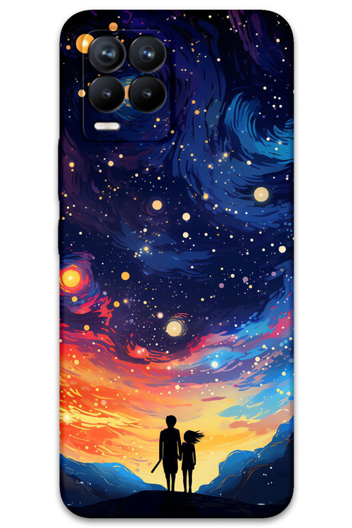 Realme 8 Pro Uyumlu Uzay Desenli Telefon Kılıfı + Ekran Koruyucu - 5863