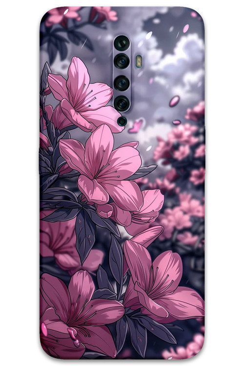 Oppo Reno 2Z Uyumlu Çiçek Desenli Telefon Kılıfı + Ekran Koruyucu - 5796
