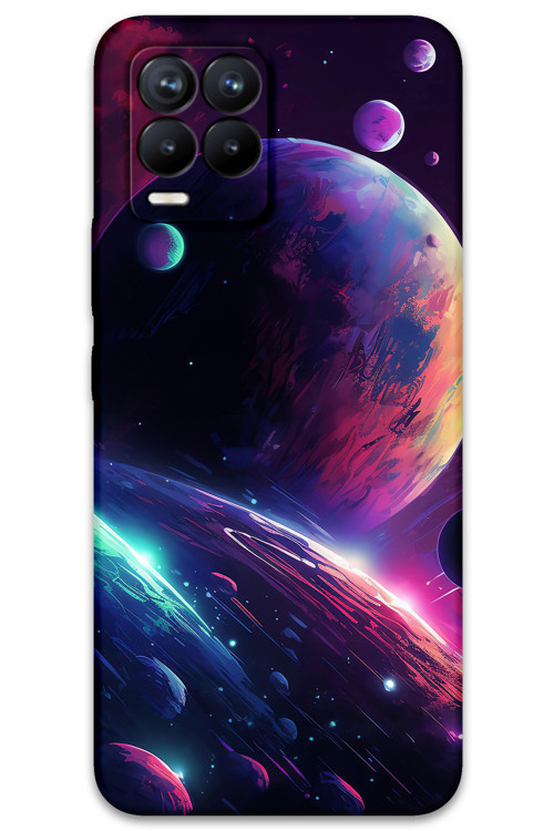 Realme 8 Pro Uyumlu Uzay Desenli Telefon Kılıfı + Ekran Koruyucu - 5862