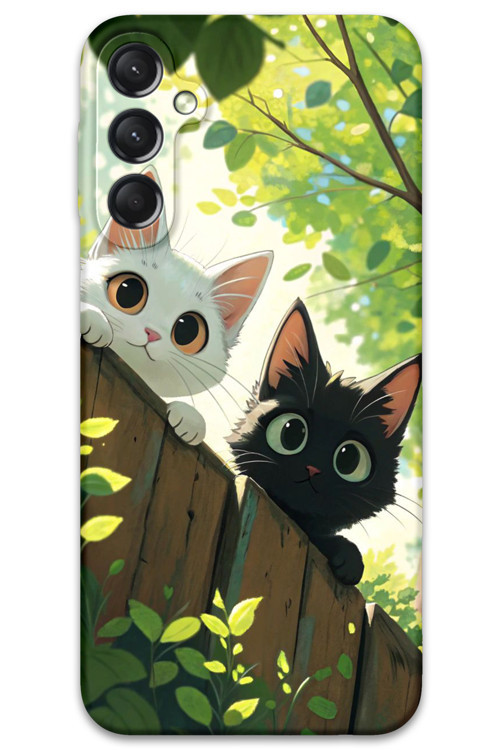 Galaxy A05S Uyumlu Kedi Desenli Telefon Kılıfı + Ekran Koruyucu - 5785