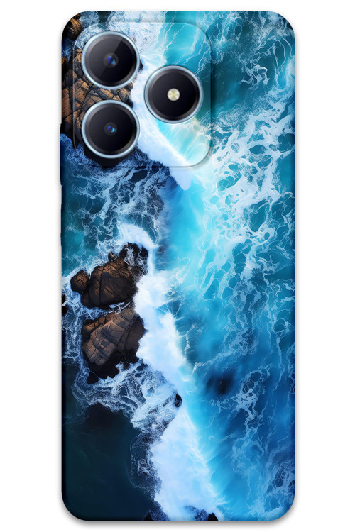 Realme C53 Uyumlu Mermer Desenli Telefon Kılıfı + Ekran Koruyucu - 5810