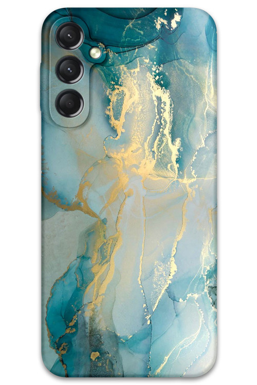 Galaxy M15 Uyumlu Mermer Desenli Telefon Kılıfı + Ekran Koruyucu - 5814