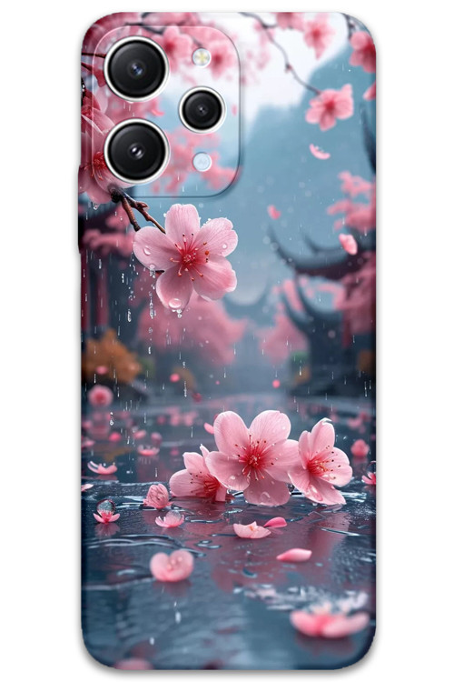 Xiaomi Redmi 12 Uyumlu Çiçek Desenli Telefon Kılıfı + Ekran Koruyucu - 5794