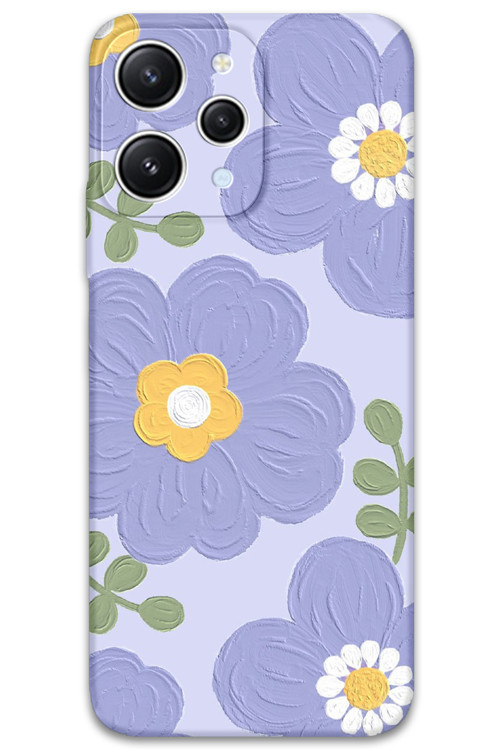 Xiaomi Redmi 12 Uyumlu Çiçek Desenli Telefon Kılıfı + Ekran Koruyucu - 5799