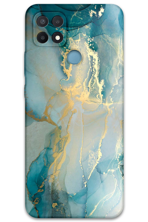 Oppo A15S Uyumlu Mermer Desenli Telefon Kılıfı + Ekran Koruyucu - 5814