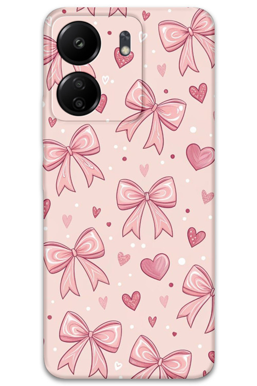 Poco C65 Uyumlu Kurdele Desenli Telefon Kılıfı + Ekran Koruyucu - 5802