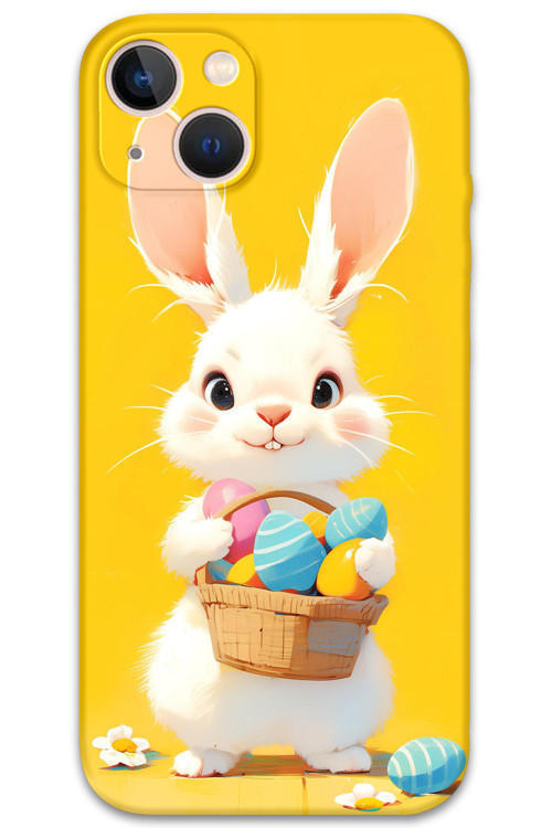 İphone 13 Uyumlu Tavşan Desenli Telefon Kılıfı + Ekran Koruyucu - 5806