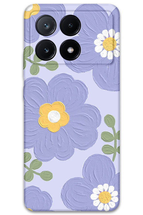 Poco X6 Pro Uyumlu Çiçek Desenli Telefon Kılıfı + Ekran Koruyucu - 5799