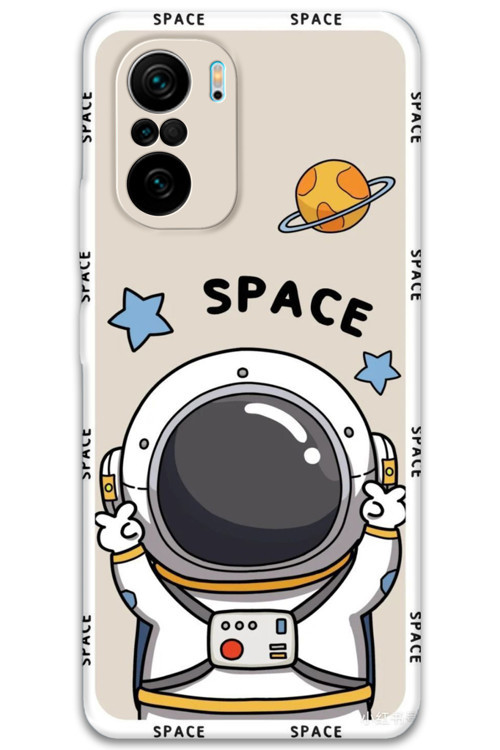 Poco F3 Uyumlu Astronot Desenli Telefon Kılıfı + Ekran Koruyucu - 5865