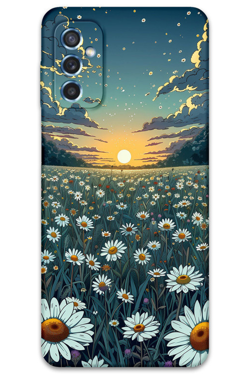 Galaxy M52 Uyumlu Çiçek Desenli Telefon Kılıfı + Ekran Koruyucu - 5792