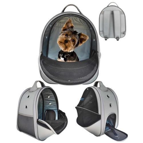 Yırtılmaz Fileli Paris Kedi, Küçük Köpek Sırt Taşıma Çantası Gri 32-26-40cm