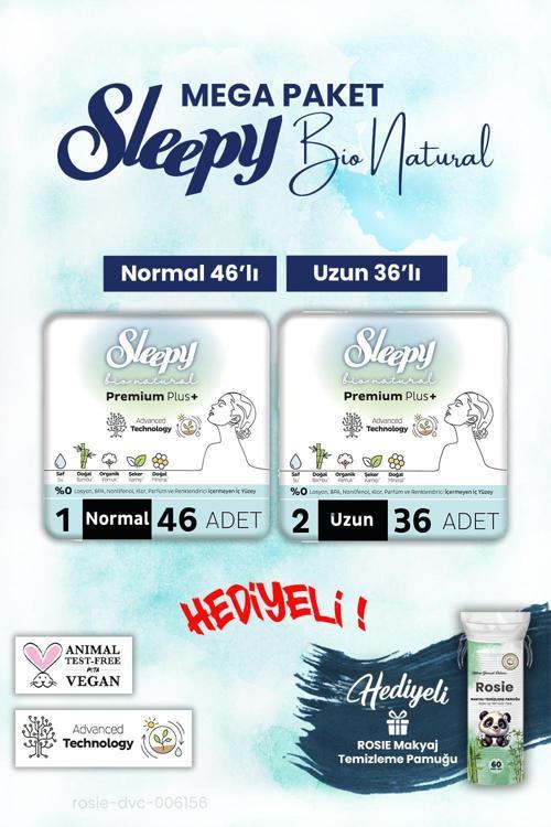 Bio Natural Normal 46, Uzun 36 Adet Mega Paket ve Rosie Pamuk