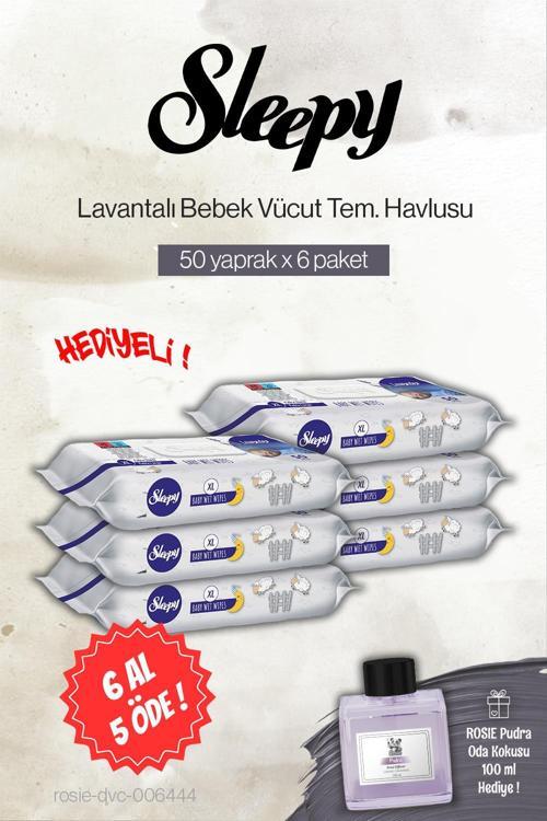 6 AL 5 ÖDE Lavantalı Bebek Vücut Temizleme 50'li, Rosie Pudra Oda Kokusu