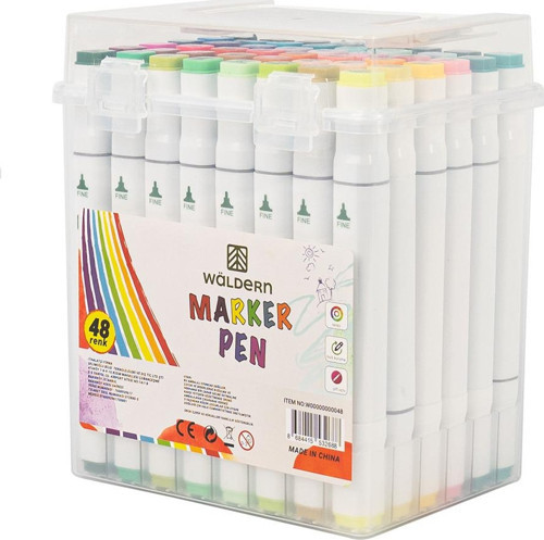 Premium 48'li Çift Taraflı Kalem Seti Plastik Taşıma Ve Koruma Çantalı
