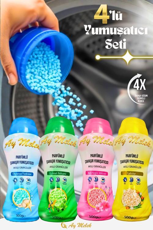 Çamaşır Parfümü Yumuşatıcı (4 Adet X 500gr) Granül Parçacıklı Çamaşır Yumuşatıcısı Seti