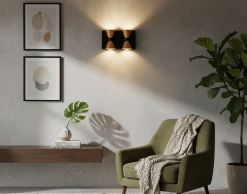 KDA740 MERKÜR LED APLİK 4W 360 Lümen SİYAH- GOLD - Gün Işığı