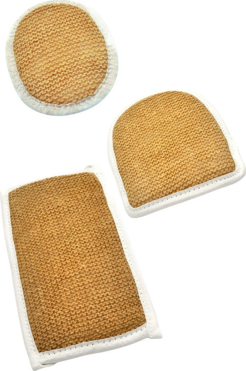 Doğal Jüt İp 3'lü Banyo Lifi Hamam Kese Seti (Yüz + Vücud + Sırt) - Set8