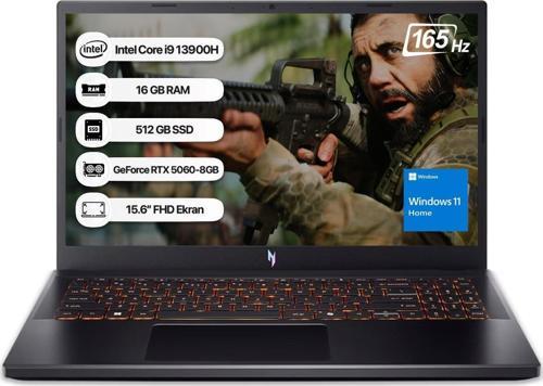 Nitro V15 NH.QZAEY.004 İ9 13900H 16GB 512GB SSD RTX5060-8GB 165Hz 15,6" W11 Home Taşınabilir Bilgisayar