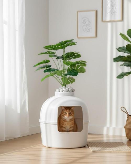 Dekorapet Dekoratif Kedi Tuvaleti Beyaz