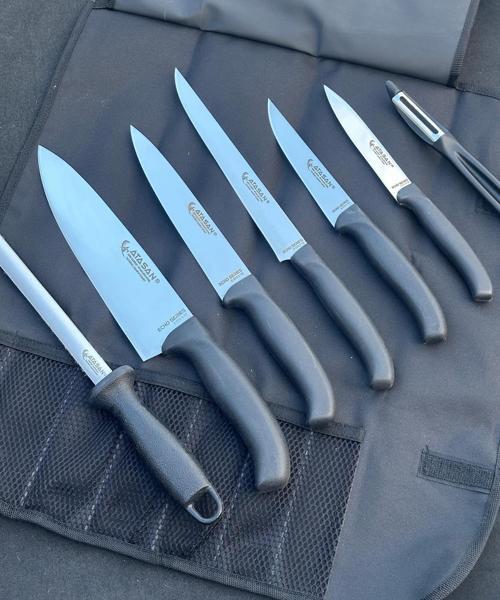 Çantalı Ekoset Şef, Kasap, Mutfak Bıçak Seti 8 Parça