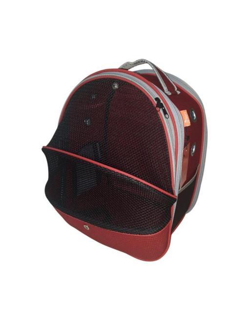 Yırtılmaz Fileli Paris Kedi, Küçük Köpek Sırt Taşıma Çantası Kırmızı 32-26-40cm