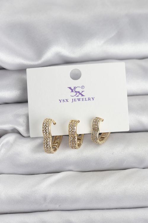 Zarif Kulaklar için Golden Pirinç Yapım Zirkonlu Kalpli Kadın Küpe