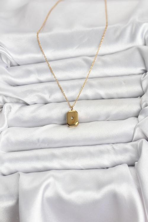 Zarif Boyunlar için Golden Çelik Zincir Minimal Kutup Yıldızı Kadın Kolye