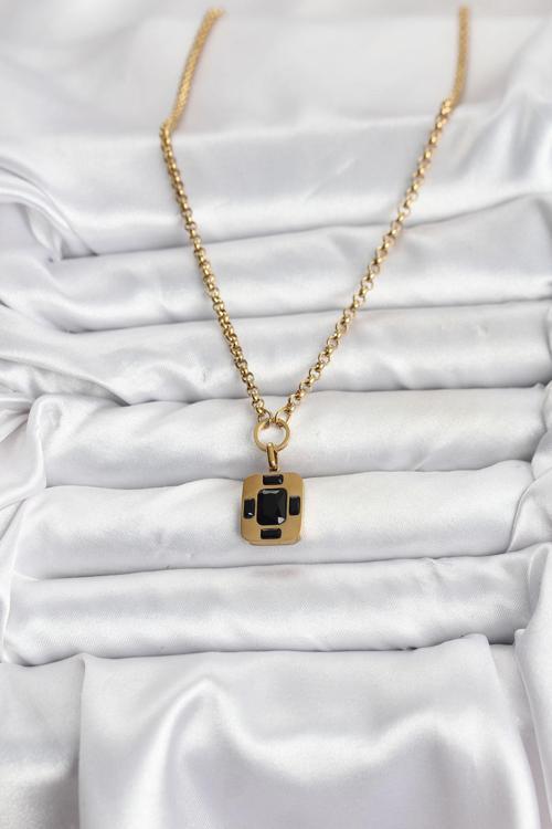 Zarif Boyunlar için Golden Çelik Zincir Vintage Kadın Kolye