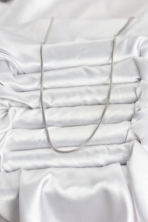 Zarif Boyunlar için Silver Çelik Zincir 60CM Yılan Kadın Kolye