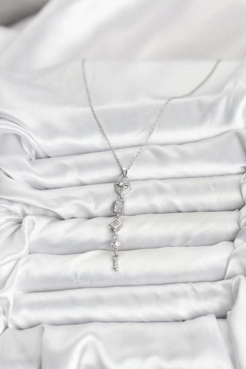 Zarif Boyunlar için Silver Çelik Zincir Kutup Yıldızı Enerji Y Kadın Kolye