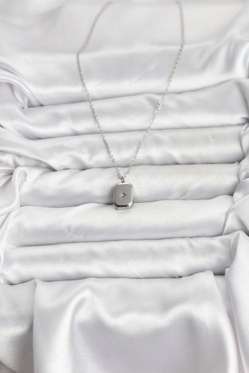 Zarif Boyunlar için Silver Çelik Zincir Minimal Kutup Yıldızı Kadın Kolye