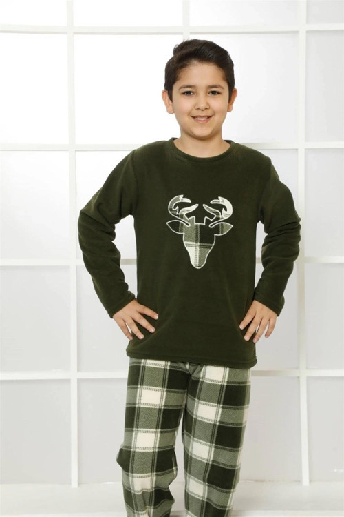Giyim Polar Çocuk Pijama Takımı Yeşil