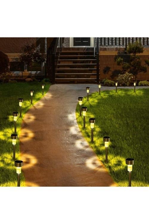 10 Adet Gün Işığı Sarı Ledli Işıklı Bahçe Güneş Enerjili ledli Solar Güneş Enerjili Metal Gövdeli Ba
