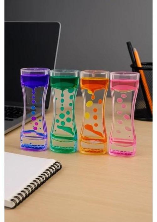 1 Adet Eğlenceli Rahatlatıcı Damla Akışlı Renkli Sıvı Kum Saati Ofis Ev İçin Dekoratif Masa Oyuncağı