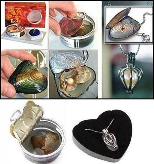 Sevgiliye Özel Günlere Hediye istiridye İçinden Çıkan Gerçek İnci Kolye Set Sevgiliye Şık Hediye