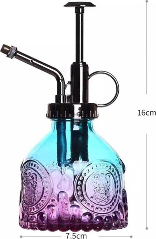 Şık Tasarımlı Ev Bahçe Saksı Çiçeklerine Özel Cam Bitki Sulama Fıskiyesi Kolonya Şişesi 200 ML Mor
