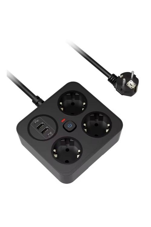 Aşırı Yük Koruyucu Avrupa Soket Kartı Tip-C Usb 2 m Uzatma Kablosu Emniyet Anahtarı ile