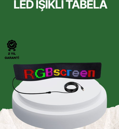 USB Girişli RGB LED Tabela Ayarlanabilir Parlaklık ve Kayan Yazı Özellikli