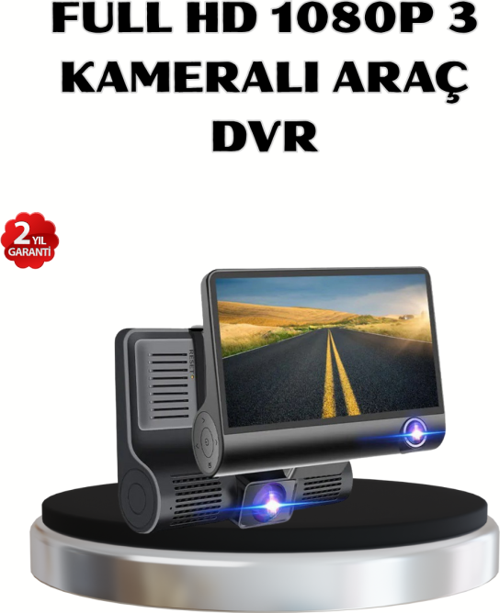 Full HD Araç Kamerası 3’lü 4.0” Ekranlı ve HDR Gece Görüşlü