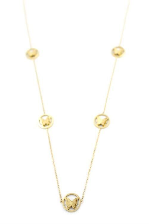 Kelebek Kolye - 90 cm - Altın