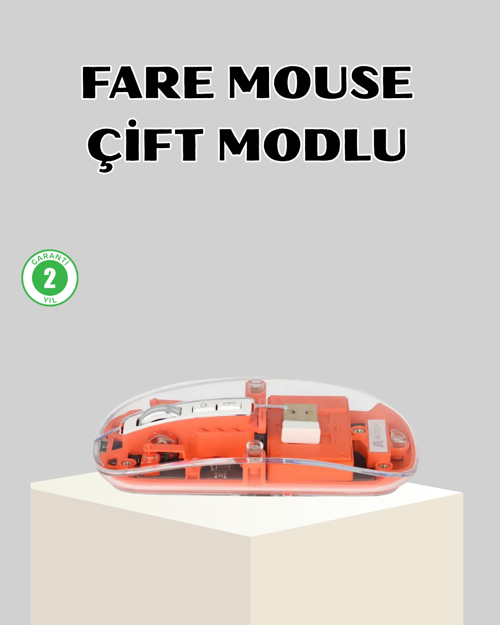 Bluetooth 5.0 & 2.4GHz Kablosuz Fare – 3 Cihaz Bağlantılı, Hızlı Geçiş, USB Alıcılı