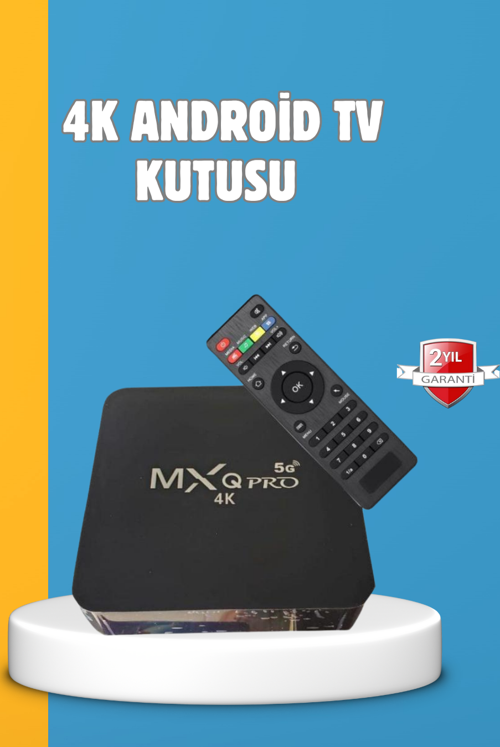 Android TV Box 4K – 2GB RAM 16GB ROM, Kablosuz Wi-Fi Medya Oynatıcı