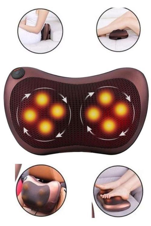 Boyun Yoğurmalı Ve Isıtmalı Çok Fonksiyonlu Masaj Yastığı-8 Toplu Sırt, Bel, Bacak Masaj Aleti
