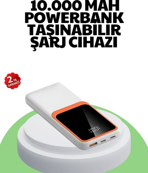 10000 mAh Hızlı Şarj Destekli Powerbank – Hafif, Kompakt ve Güvenli