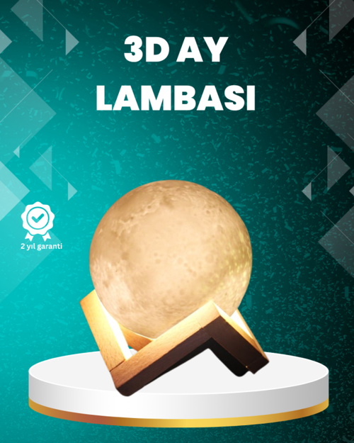 16 Renkli 3D Ay Gece Lambası RGB Modlu Şarjlı Uzaktan Kumandalı