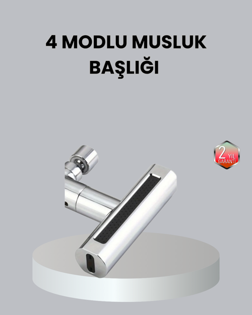 ABS Pirinç Alaşımlı Musluk Başlığı 4 Modlu 360° Dönebilen ve Ekonomik