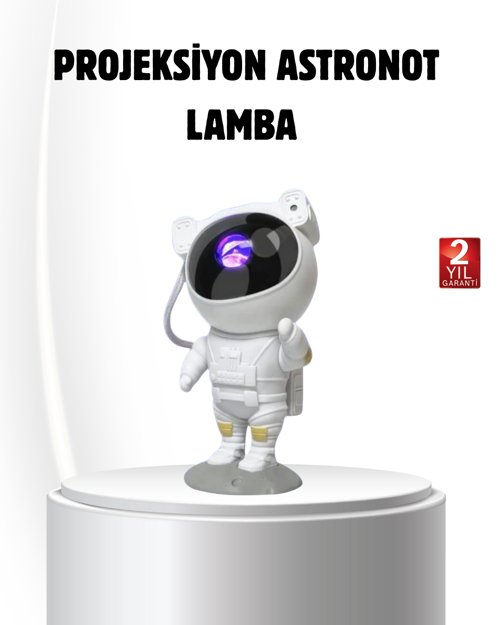 Bluetooth Müzikli Astronot Projeksiyon Lambası Yıldız ve Ay Efektli