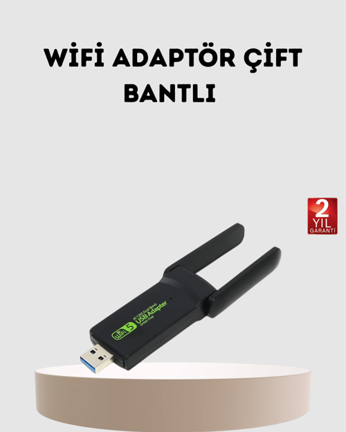 Ultratekno Dual Band WiFi Adaptör–1200 Mbps, USB 3.0, Çift Anten, Geniş Kapsama Alanı, Yüksek Hız