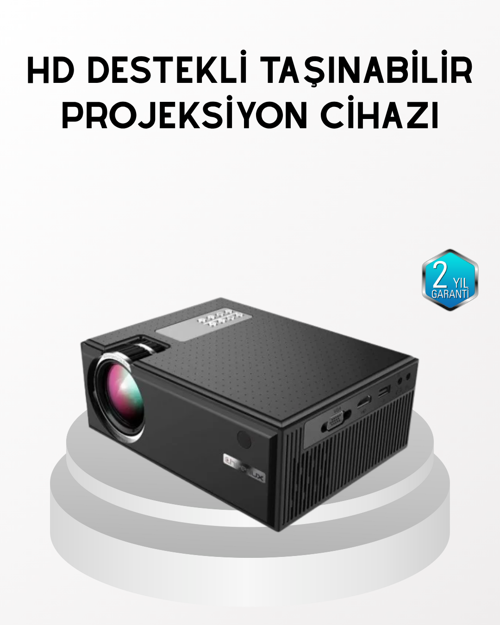 Full HD 1080p Projeksiyon Cihazı Taşınabilir LED Teknolojili ve HDMI Uyumlu