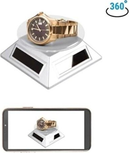 Güneş Enerjili Solar 360 Derece Dönen Vitrin Stand Döner Tabla GRİ